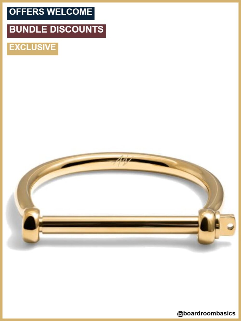 18K Gold Plated Stainless Steel Screw Cuff Bracelet Minimalist Bangle